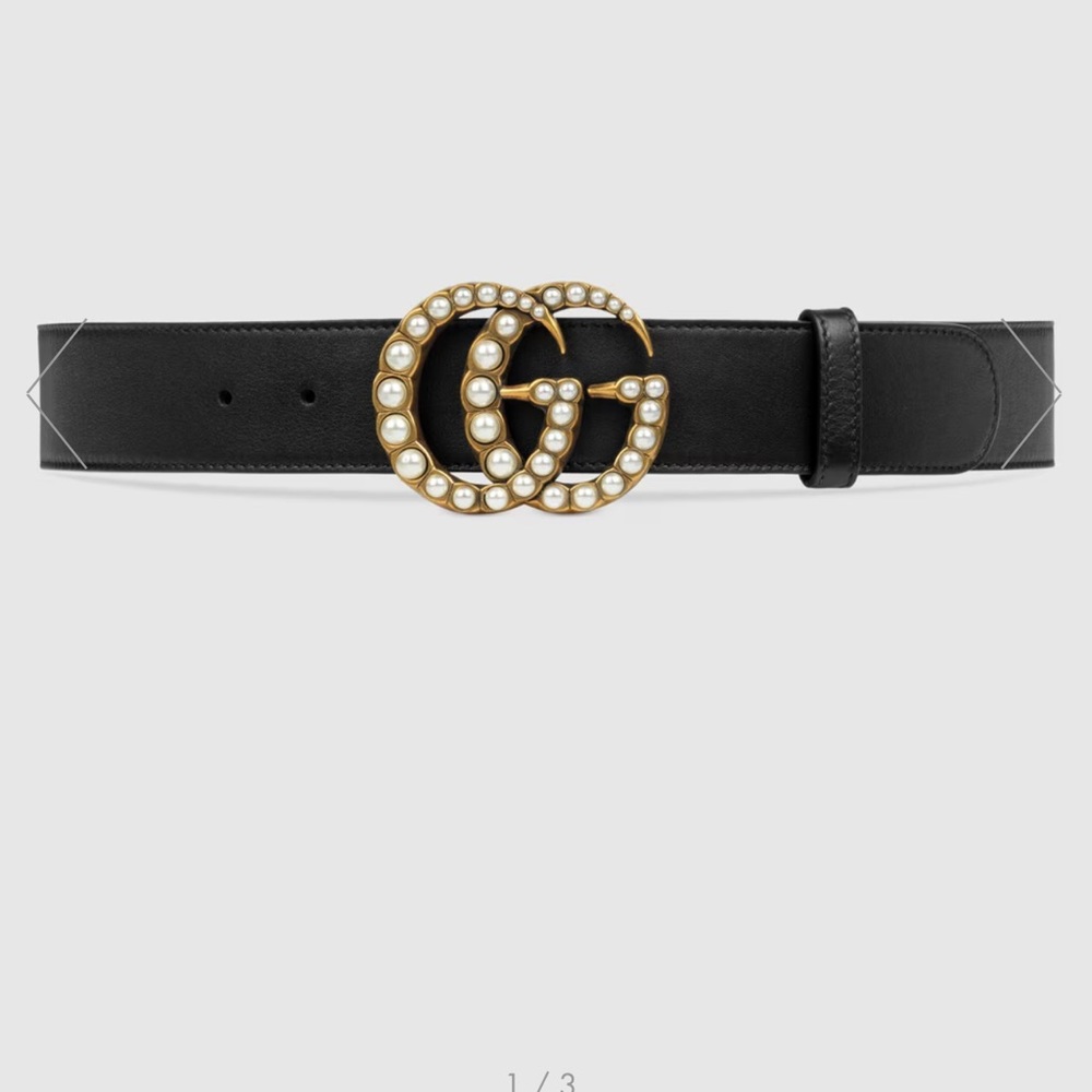 Leather belt with pearl Double G size 95